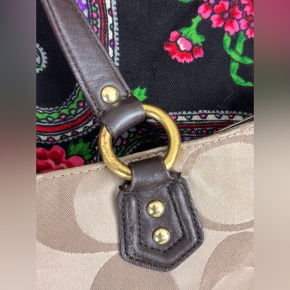 Coach Campbell Signature Handbag Large Brown Tan Sateen Purse Tote Career Preppy - Picture 15 of 15